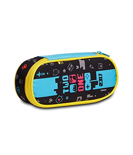 Portapenne Bustina Round Plus Two Player One Console, Nero, Scuola & Tempo Libero