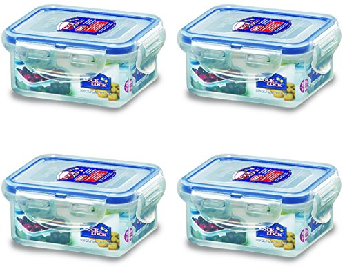 Lock & Lock Hpl805Set - Contenitore Rettangolare Per Alimenti, In Plastica, Trasparente