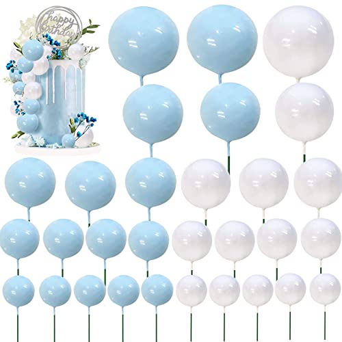 Livestn 50 Pezzi Mini Topper Foam Ball Torta, Inserto Palloncino Per Cupcake, Palline Perle Finte Schiuma Sfera, Per Anniversario Festa Di Compleanno