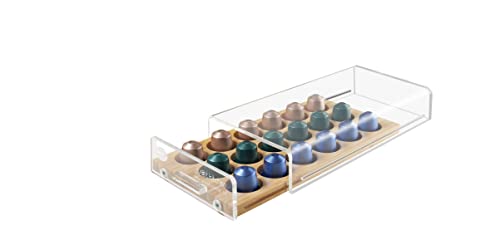 Macom Just Kitchen 836 Mini Space Coffee Dispenser Portacapsule Universale Per Macchine Caffè, 18 Capsule, Cassetto In Legno