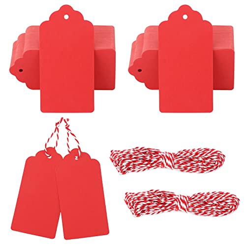 G2Plus 100 Pcs Etichette Regalo,Etichette In Carta Kraft,5X10Cm Tags Regalo Con Spago In Juta Da 30M Per Matrimoni,Compleanni,San Valentino E Artigian