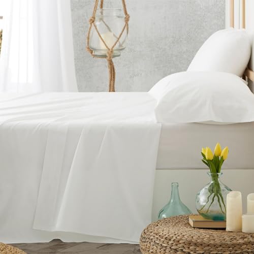 Burrito Blanco Cotone Gruppo Di Fogli 100% Letto Singolo Lisas 105X190 Cm A 105X200 Cm, Bianco