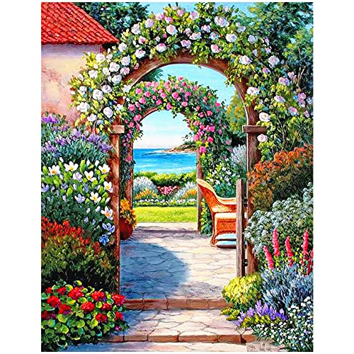 Dcidbei 40 X 50 Cm Diamante Pittura Cancello Di Fiori, 5D Ricamo Punto Croce Paesaggio Marino Fai Da Te Kit Incollato Quadrato Square Per Decorazione