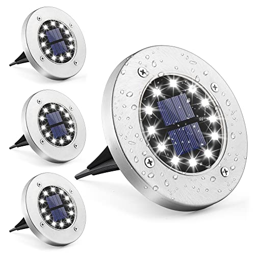Gigalumi Solar Ground Lights 12 Leds 4 Pack Outdoor White Solar Powered Lights In Ground Impermeabile Per Giardino Prato Patio Yard Driveway