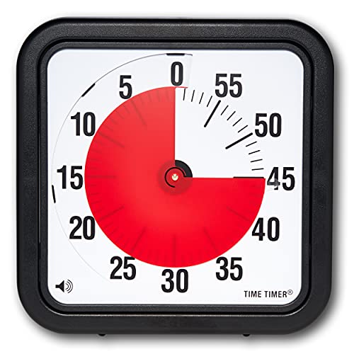 Time Timer Original Large 30X30 Cm; Timer Visivo Da 60 Minuti - Orologio Per Il Conto Alla Rovescia Per Classi O Riunioni Con Bambini E Adulti (Nero)