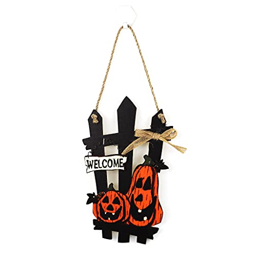 Alnicov Happy Halloween Scary Pumpkin Welcome Ghirlanda Segno Per Halloween Caduta Porta Anteriore Decorazione Legno Appeso Segno Decorazioni Esterni 
