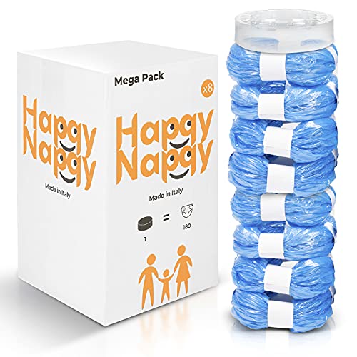 My Happy Nappy Ricariche Compatibili Con Maialino Foppapedretti E Sistema Di Smaltimento Pannolini Angelcare - 8 Sacchetti Con Trattamento Anti-Odore