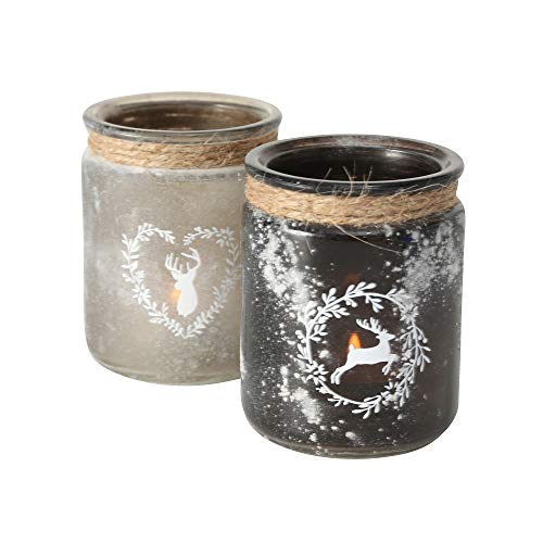 Windlicht Leopold 2Sort H10Cm Grau Glas Lackiert