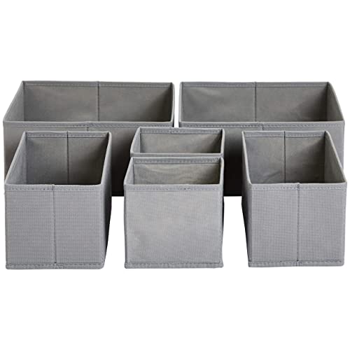 Amazon Basics Organizer In Tessuto Per Cassetto, 6 Unità, Grigio