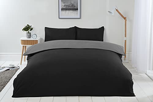 Emma Barclay Lyla - Set Copripiumino Reversibile, Colore: Nero/Grigio - Matrimoniale