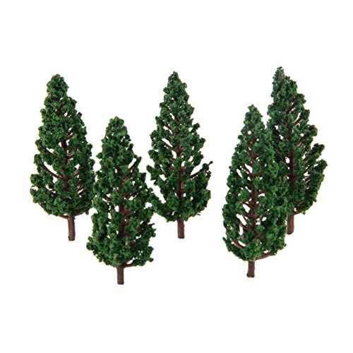 Yetaha 50Pcs Alberi Modellismo, Alberi Di Plastica, Treni Scenario Fai Da Te Pino Plastica Modello Alberi Verdi Per Oo Ho Scala Ferrovia Paesaggio Arc