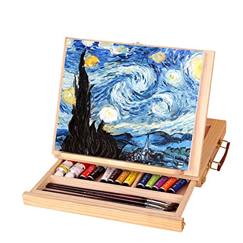 Cavalletto Da Tavolo Per Pittura, Cavalletto Da Tavolo Con Cassetto E Tavolozza, Scatola Per Schizzi Da Tavolo Regolabile, Scatola Per Pittura In Legn