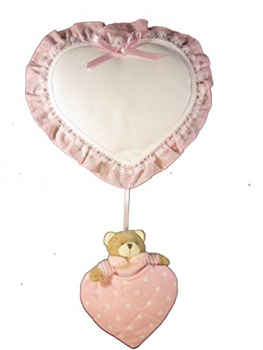 Fiocco Nascita Cuore Con Orsetto (Rosa)