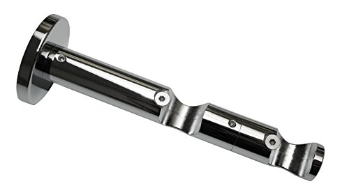 Gardinia Supporto A Doppio Binario Con Piastra Per Asta Per Tende, Supporto Per 2 Aste, Aperto, Kit Montaggio Incluso, Serie Chicago, 20 Mm Diametro,