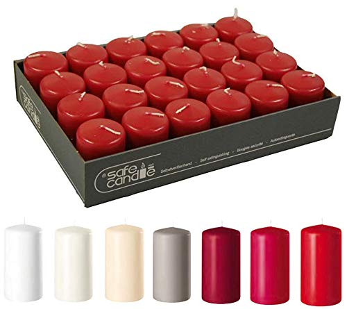 Candele A Colonna Di Alta Qualità: Candele Dell'Avvento, Confezione Di Candele (Color Rosso Carminio, Xs, Sottili: Altezza 7 Cm, Diametro 5 Cm, 24 Pez