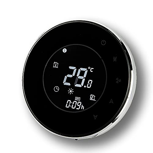 Becasmart Serie 6000 Termostato Smart Wi-Fi Rotondo Per 3A Lcd Riscaldamento Caldaia Controllo Vocale Google Home Nero