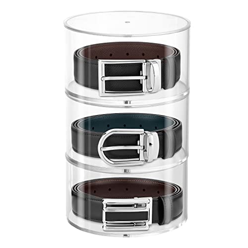 Fng8 Organizer Cinture A 3 Livelli - Porta Cinture Trasparente Rotondo Con Coperchi Magnetici - Organizer Trasparente In Plastica Impilabile - Esposit