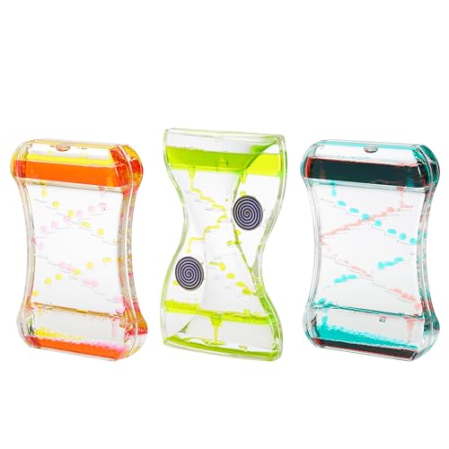 The Twiddlers - Confezione Da 3 Clessidre - Timer Di Movimento Liquido Antigravità - 14 Cm, 3 Disegni - Giocattoli Sensoriali Calmanti Per Alleviare L