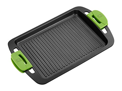 Bra Prior Bistecchiera Con Scanalature, 40 Cm, In Alluminio Pressofuso, Con Rivestimento Antiaderente Teflon Classic