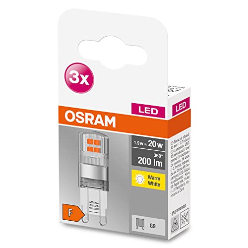 Osram G9 Base Pin 12 V/Lampadina Led: G4, 0.90 W, 10 W Equivalenti A, Bianca Calda, 2700 K, 3-Confezione, Chiaro, Unità