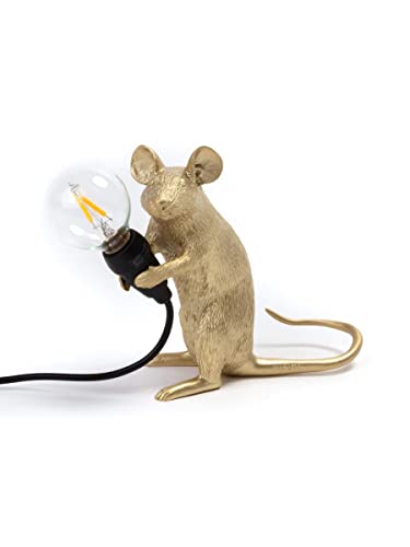 Seletti Lampada In Resina Mouse Lamp Mac Gold Seduto