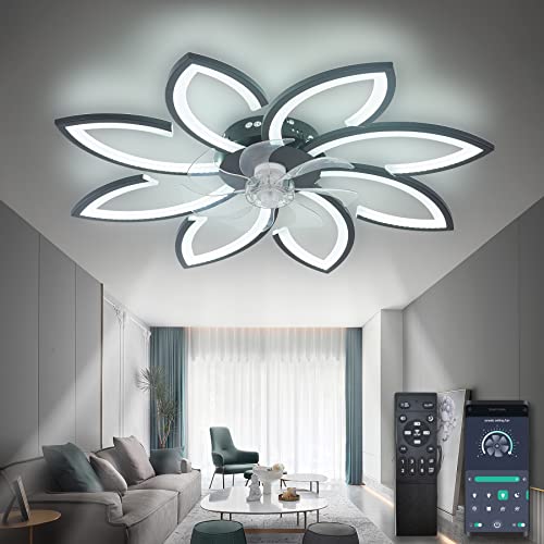 Ventilatore Soffitto Con Luce E Telecomando, Plafoniera Con Ventilatore Silenzioso, Lampadario Con Pale Ventilatore Fiore, Dimmerabile, Funzione Memor