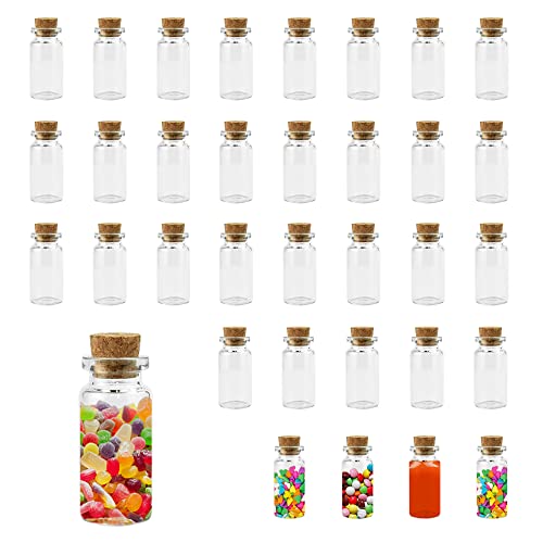 Kleemeiero 33 Pezzi Vasetti Vetro Piccoli 3Ml Barattolini Vetro Piccoli Con Tappo Barattoli Vetro Tappo Sughero Provette Vetro Espositore Barattoli Pe