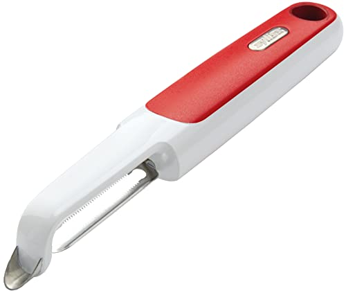 Zyliss E950018 Pelapomodoro, Plastica, Acciaio Inossidabile, Bianco, Rosso, Pela Frutti A Lama Seghettata Per Pelare Pomodori, Kiwi, Pesche, Lavabile