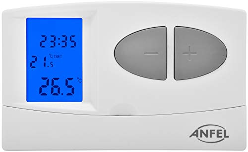 Cronotermostato Digitale, Bianco Con Display Retroilluminaco E Blocco Tasti Easy 7 Anfel Cde-7