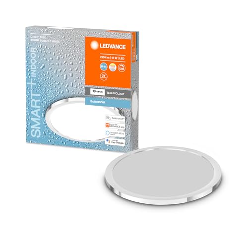 Ledvance Smart Led Lampada Da Bagno Chrome, 18W, 2100Lm, 3000-6500K, 30Cm, Ip44, Orbis Disc Applique, Lampada Da Bagno Con Tecnologia Wifi, Dimmerabil