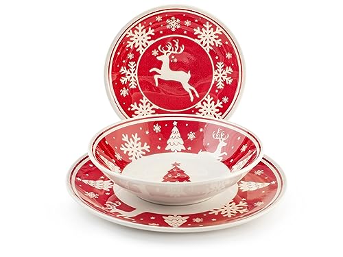 H&H Servizio Tavola Natalizio 18 Pezzi Folklore