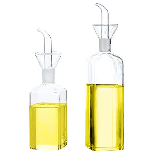 Lanhope Bottiglia In Vetro Per Olio D'Oliva, Dosatore Per Olio Da Cucina, Aceto, Con Beccuccio, Per Cucina E Barbecue (250 Ml + 500 Ml)