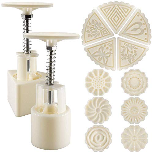 Stampo Per Luna Per Torta Mooncake, Set Di 2 Presse Per Biscotti A Forma Di Fiore E Triangolo Con 11 Motivi, Utensili Per Decorazione Di Torte E Cottu