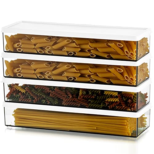 Contenitori Rettangolari Ermetici In Plastica Per Pasta, Barattolo Con Coperchi, Per Cucina, In Frigorifero, Set Di 4, Per Alimenti Durevoli E Impilab