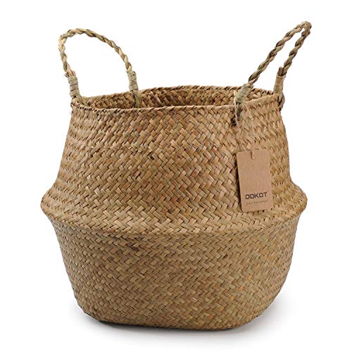 Dokot Naturale Cesto Seagrass Cesta In Vimini Con Manici Cesta Portabiancheria Per Cameretta Per Biancheria Da Lavare Piante E Fiori Cannuccia Di Gran