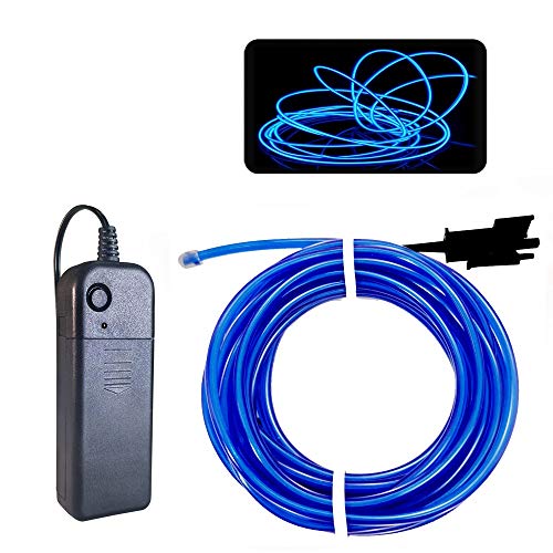 Balabaxer El Wire Blu, 5 M/5 M Luci Al Neon Riduzione Del Rumore Portatile Neon Incandescente Stroboscopico Elettroluminescente Filo Per Feste, Hallow