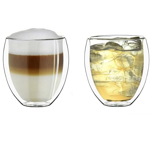 Creano Set Di 2 Vetro Termico Xxl A Doppia Parete Bulboso, Grande Bicchiere Da Bere Resistente Al Calore In Vetro Borosilicato | 400Ml