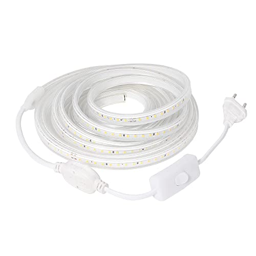 Strisce Led,Striscia Led 3 Metri,Striscia Led 220V, Striscia Led Bianco Caldo 3000K,120 Led Per Metro, Ad Alta Luminosità, Con Interruttore, Per Vetri