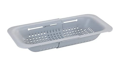 Wenko Setaccio Per Lavello Sivo In Plastica, Ideale Per Lavare Frutta E Verdura Ed Estraibile Fino A 50 Cm Per Lavorare In Cucina Con La Massima Igien