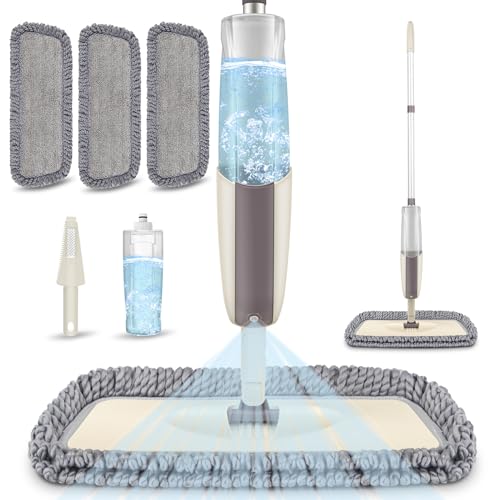 Scopa Lavapavimenti A Spruzzo, Mexerris Spray Mop Mocio Lavapavimenti Con Flacone Ricaricabile Da 410 Ml E 3 Tamponi Lavabili Professionale Mop Pavime
