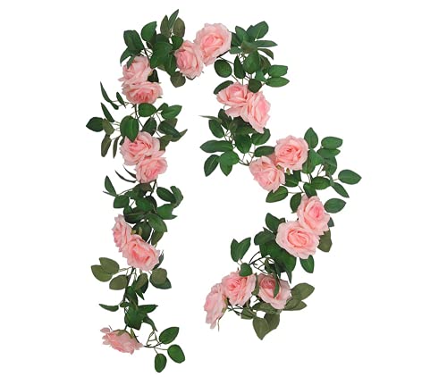 Hitopin 1 Pezzo 240Cm Ghirlanda Di Rose Artificiali,Ghirlanda Di Rosa Rosa, Fiori Artificiali Appesi, Per La Parete Di Casa Decorazione Dell'Arco Di N