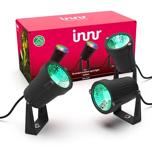 Innr Smart Outdoor Spot Light Color, Set Completo, Funziona Con Philips Hue*, Alexa & Google (Hub Richiesto), Faretto Da Giardino, Rgbw, 3-Pack, Osl 1