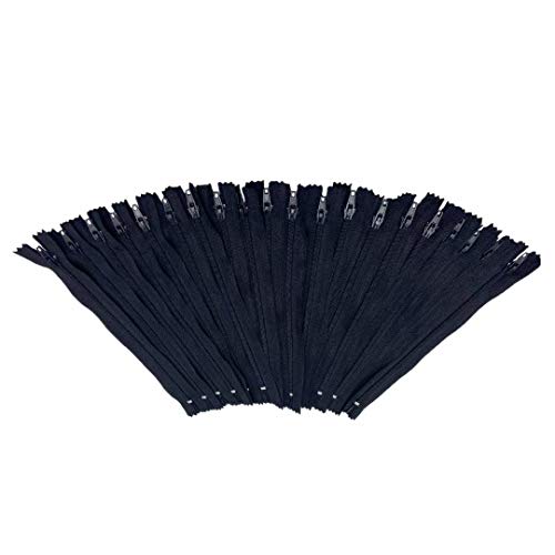 E-Goal 20 Pezzi 18 Cm Tailleur Couture Nylon Bobina Chiuso Zip Fine (Nero)