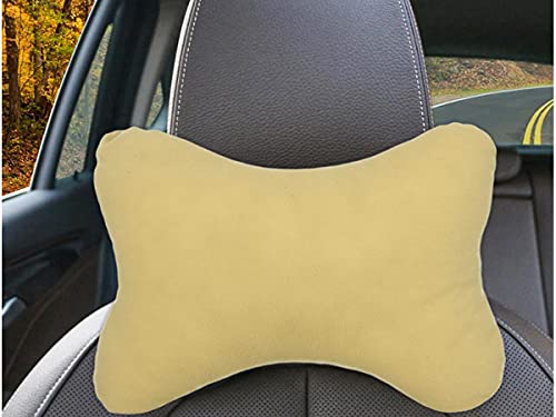 Carall 2 Pezzi Cuscino Sedia Gaming,Cuscini Poggiatesta Auto,Cuscini Da Viaggio,Per Poggiatesta E Collo (Beige)