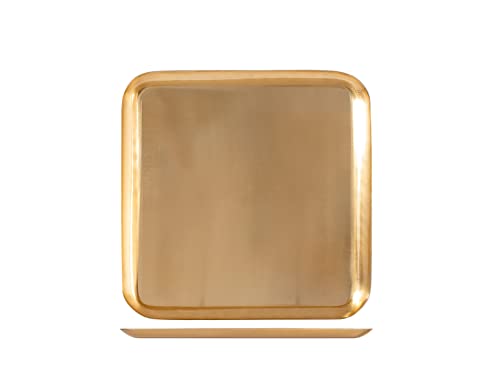 H&H Vassoio Inox Quadrato Oro Cm 28
