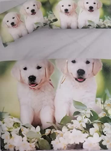 Completo Letto Matrimoniale In Stampa Digitale Fantasia Cani In Puro Cotone Naturale 100% !!!