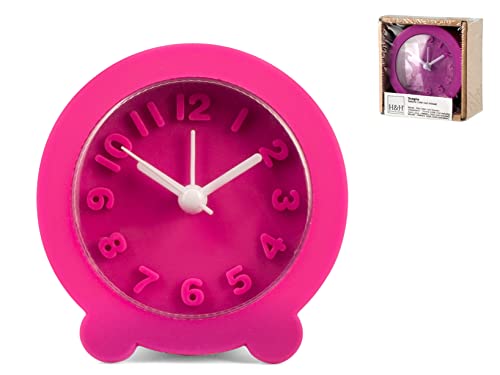 H&H Sveglia Tonda In Gomma, 8 Cm, Fucsia