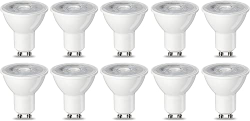 Amazon Basics - Confezione Da 10 Faretti Led Gu10, 4.7 W (Equivalente A 50 W), Luce Bianca Calda, Non Dimmerabili