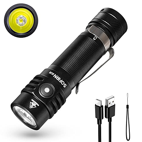 Sofirn Sc18 Torcia Led ,Ip68 Torcia Resistente All'Acqua, Ricaricabile, Tascabile (Per Il Campeggio, L'Escursionismo E L'Uso Di Emergenza) Con 1800 Lu