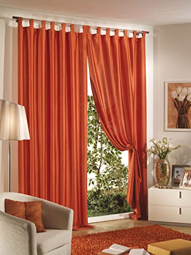 Home Collection Tsh118 Tenda Shantung, Poliestere, Arancio, 140X290 Cm